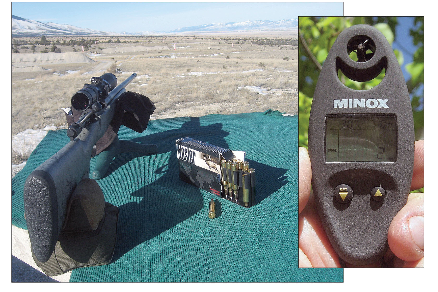 Even though electronic anemometers, like this Minox variant, can measure wind speed where a shooter stands, both wind velocity and direction can vary over longer distances.